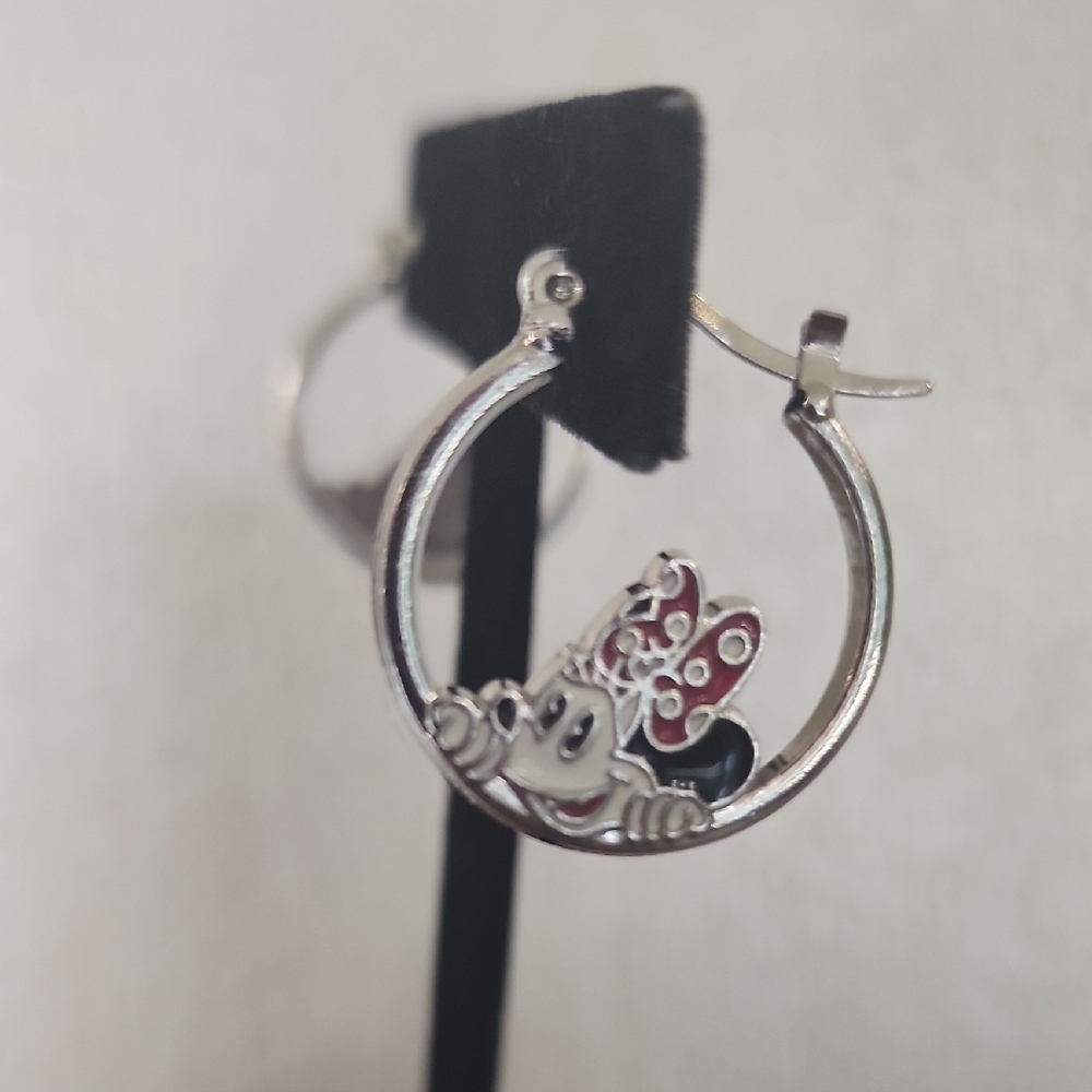 Mininie Mouse Disney Silver Tone Small Hoop Earrings